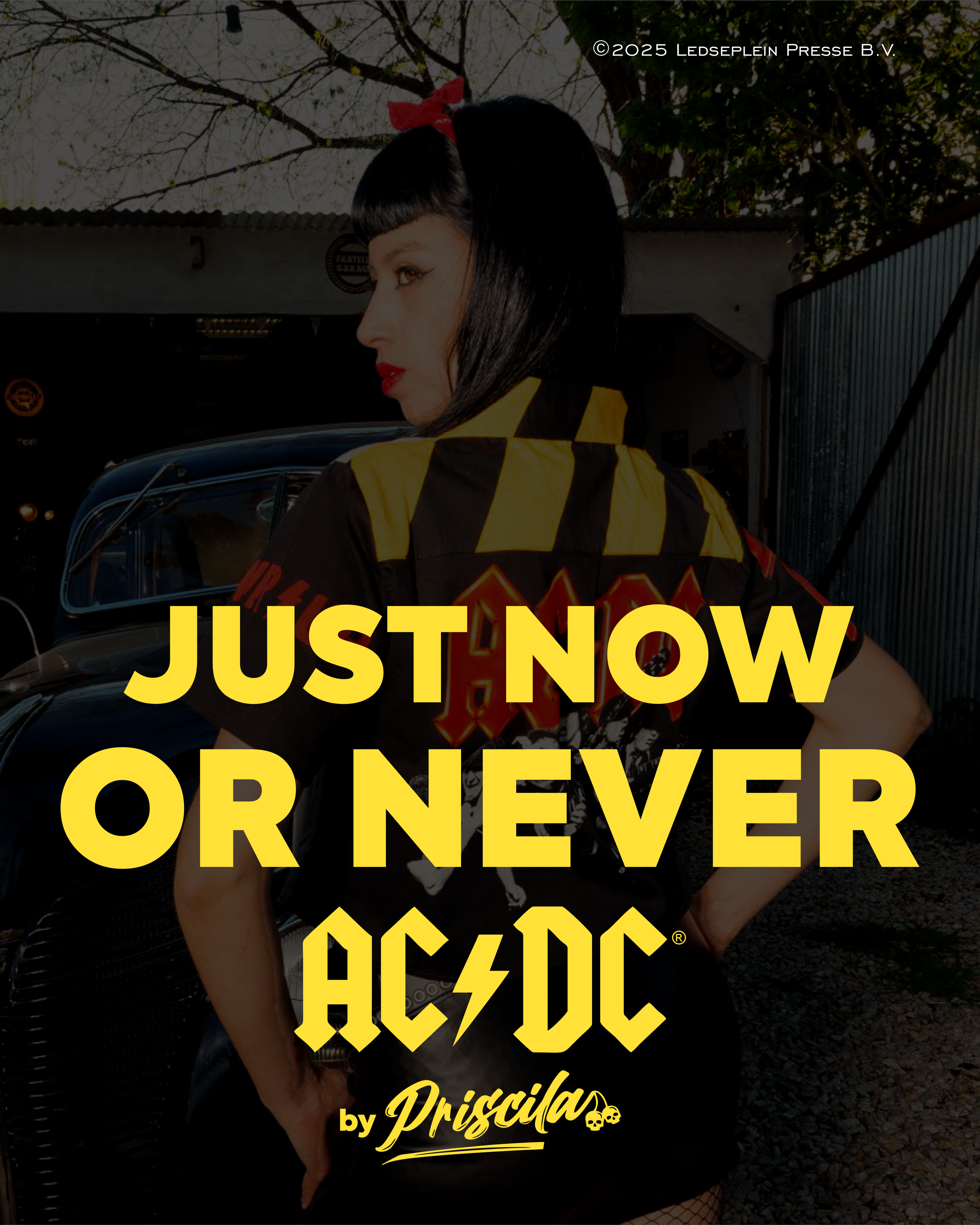 AC/DC by Priscila A model wears a crop top from AC/DC's PWR/UP tour.