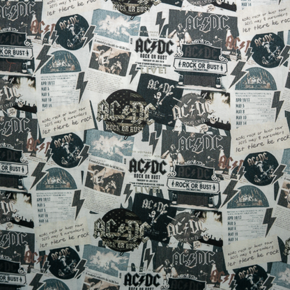 Close-up of a high-quality AC/DC Rock or Bust shirt. Not cheap merchandise, but quality. 