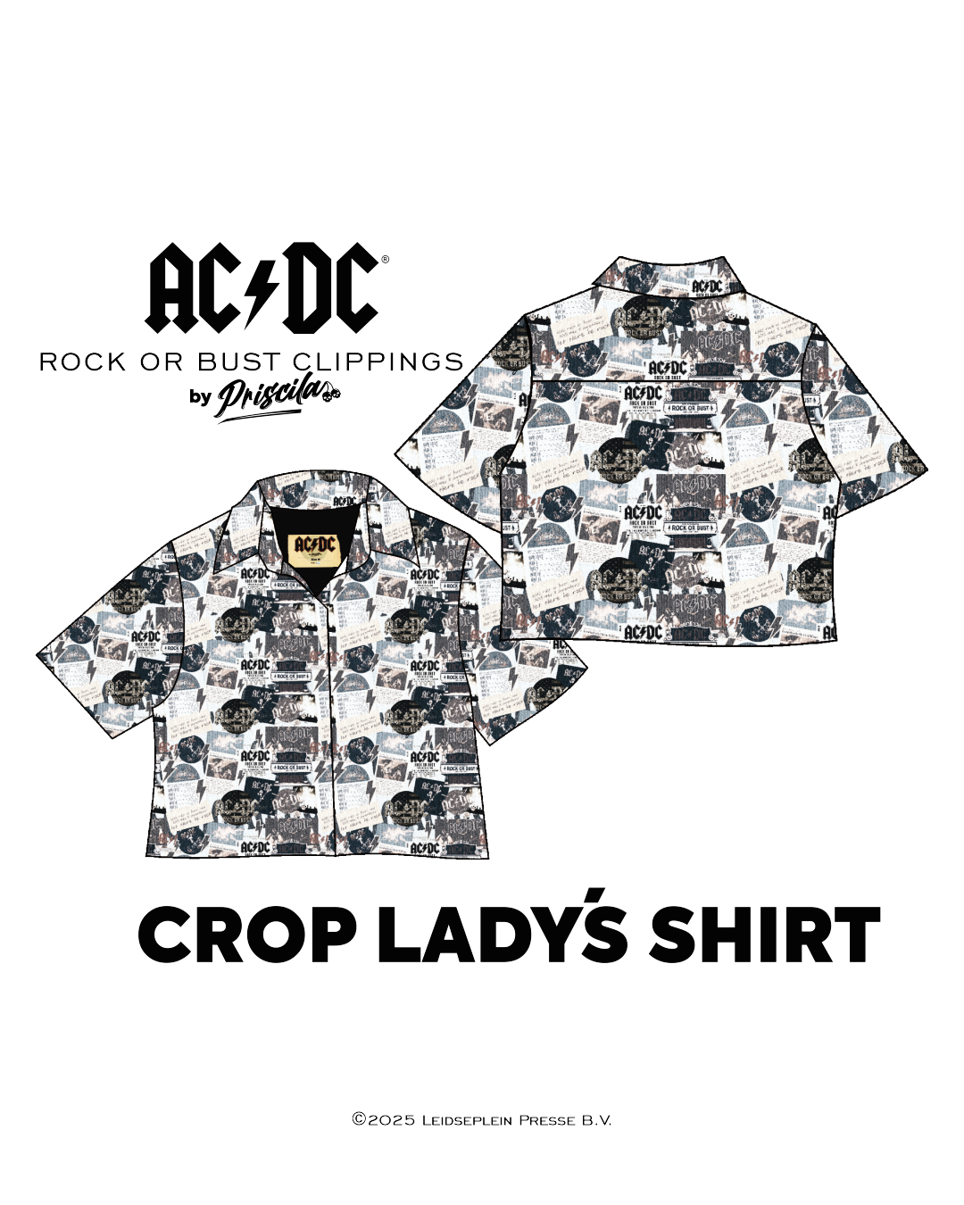 Visualization of a high-quality crop top from AC/DC Rock or Bust. Not cheap merchandise, but high quality. 